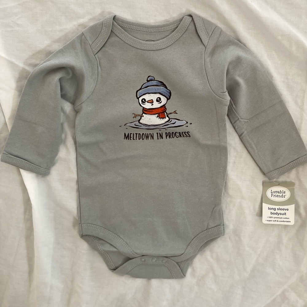 Baby Onesie Long Sleeve Bodysuit Meltdown in Progress - All Gray NWT